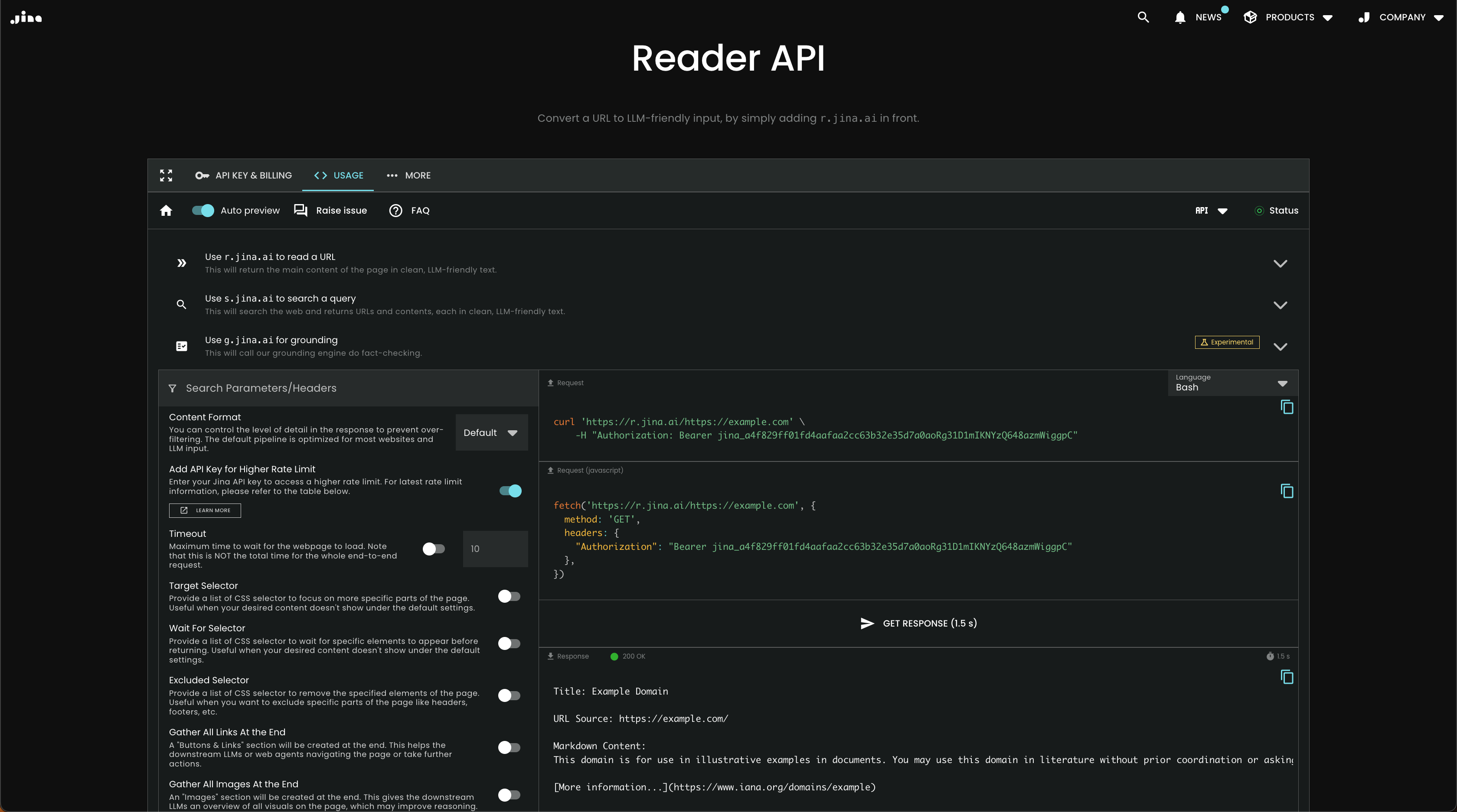 Jina AI Reader API